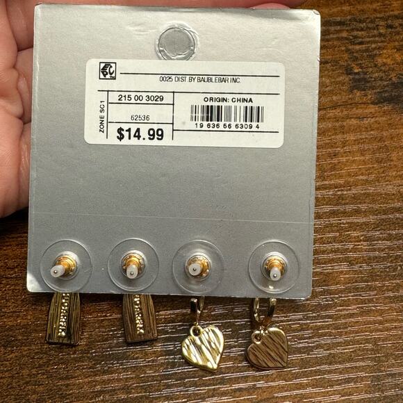 BaubleBar‎ Earrings 'Pink Yes Way Rose' Crystal 2 Pairs SugarFix NWT Champagne - Picture 4 of 4